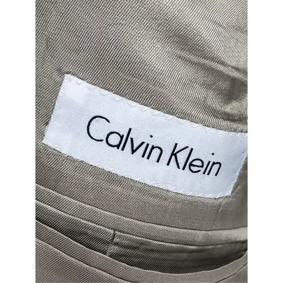 Calvin Klein Blazer Sport Coat Suit Jacket Men Size 48 L‎ Brown Tweed Wool